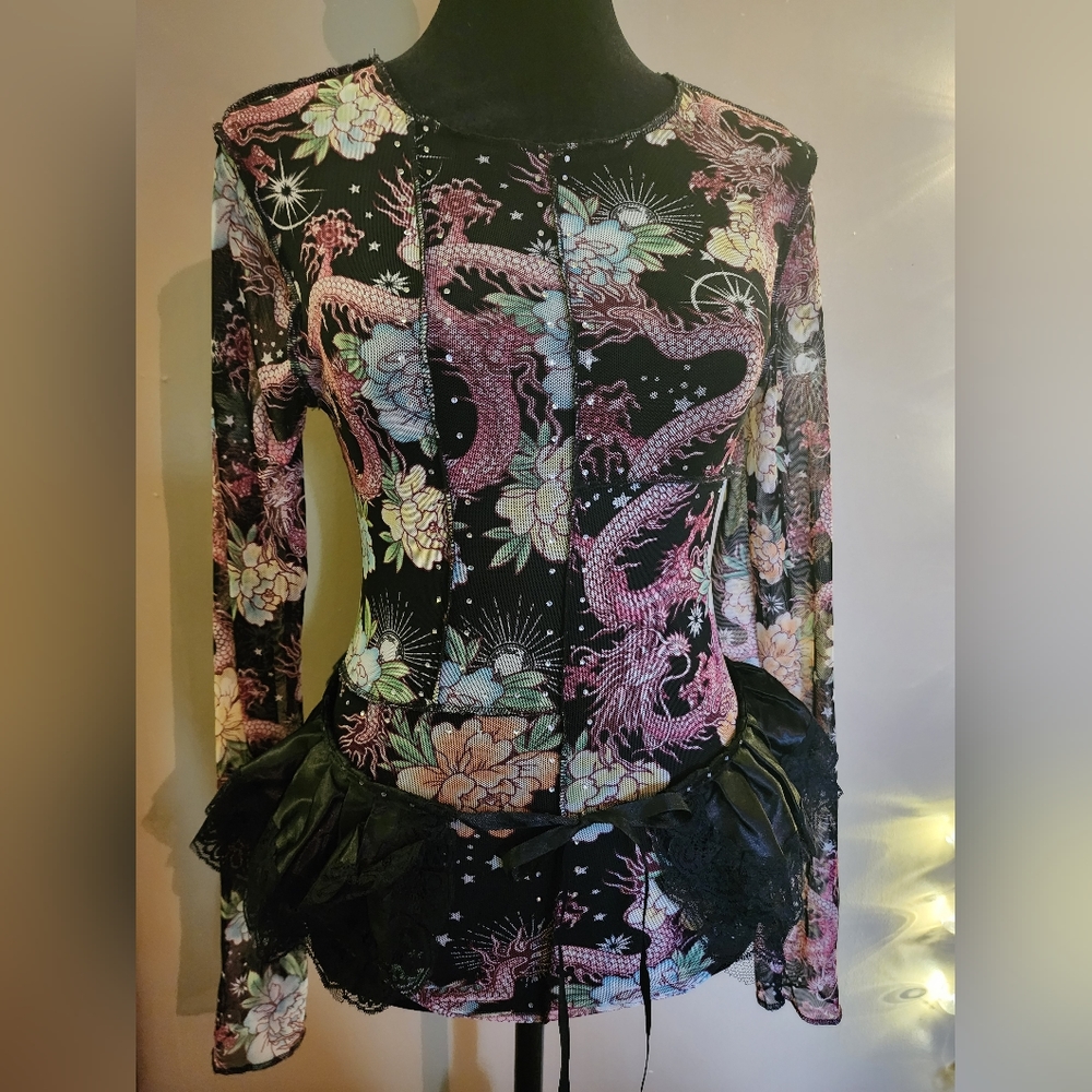 One of a kind!NEW! Sexy see through dragon print bodysuit